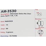 Alternator Chevrolet Aveo - Spark 1.0L - 1.2L petrol - LPG (B10D1 - B12D1 - LMU engines) 12V 80A  - AM-3530