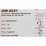 Alternator Volvo Penta (D1 - D2 - D4 - D6 ENGINES) 12V 115A A3TR - AM-3531