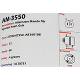 Alternator Hyundai Atos - Getz 12V 60A - AM-3550