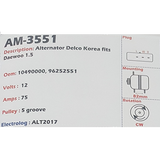 Alternator Daewoo 1.5L CS121D 12V 75A  - AM-3551