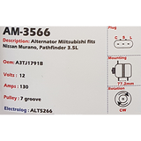 Alternator Nissan Murano - Pathfinder 3.5L 12V 130A A3TJ - AM-3566