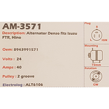 Alternator Isuzu FVR900 24V 40A  - AM-3571