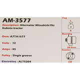Alternator Kubota Tractor 12V 45A A7TA - AM-3577