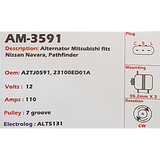 Alternator Nissan Navara - Pathfinder 12V 110A A2TJ - AM-3591