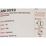 Alternator SCANIA K400 Series Busses (DC13-ENGINES) 24V 150A A9TU - AM-3593