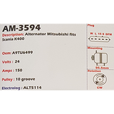 Alternator SCania K400 Series Busses (DC13-ENGINES) 24V 150A A9TU - AM-3594