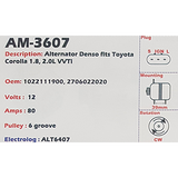 Alternator Toyota Corolla 1.8L - 2.0L VVTi12V 80A  - AM-3607