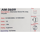 Alternator  Jeep Cherokee - Wrangler 2.4L 12V 136A - AM-3609