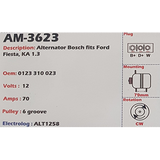 Alternator Ford Fiesta - KA 1.3L - 1.3i 12V 70A KC - AM-3623