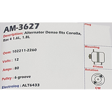Alternator  Toyota Corolla 12V 80A  - AM-3627