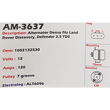 Alternator Land Rover Defender/ Discovery2.5L TD5 12V 120A - AM-3637