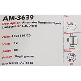 Alternator Toyota Land Cruiser 4.2L Diesel 12V 80A - AM-3639