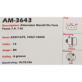 Alternator Ford Focus 1.4L - 1.6L 12V 80A - AM-3643