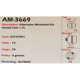 Alternator Honda Civic 1.7L 12V 70A A5TA - AM-3669