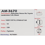 Alternator Toyota Land Cruiser 3.0L 12V 120A - AM-3670