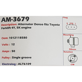 Alternator Toyota Forklift 5SG - 7FG - 7FGL (4Y - 5K ENGINES) 12V 50A - AM-3679