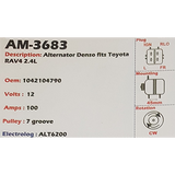 Alternator Toyota Rav4 2.4L 12V 100A - AM-3683