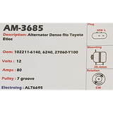Alternator Toyota Etios 1.2L - 1.5L 12V 70A - AM-3685