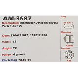 Alternator Toyota Yaris 1.3L 16V 12V 90A - AM-3687