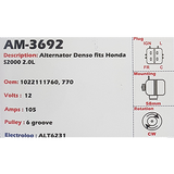Alternator Honda S2000 2.0L 12V 105A - AM-3692