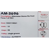 Alternator Ford Focus I 1.8L TDCi - 1.8L TDDi (BHDA - BHDB - C9DA - C9DB - C9DC - FFDA - F9DB - F9DA ENGINE) 12V 90A - AM-3696