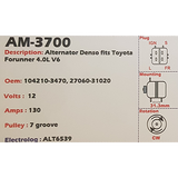 Alternator Toyota 12V 130A - AM-3700