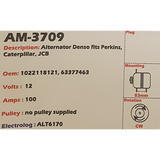 Alternator Perkins / Caterpillar / JCB 12V 100A - AM-3709