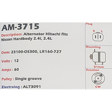 Alternator Nissan 2.4i - 2.4L 12V 60A - AM-3715