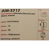 Alternator John Deere / Schaffer (Kubota-ENGINES) 12V 50A - AM-3717