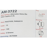 Alternator Chevrolet Captiva 2.4L 12V 120A  - AM-3722