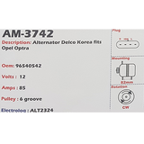 Alternator Chevrolet Aveo  AD221 12V 85A - AM-3742
