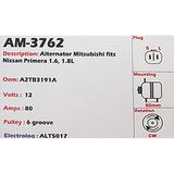 Alternator Nissan Primera - Almera 1.6L - 1.8L 12V 80A A2TB - AM-3762