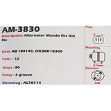 Alternator Kia Rio 1.5L - 1.6L DOHC 12V 80A - AM-3830