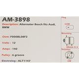 Alternator Audi / Volkswagen 12V 140A BE6 - AM-3898