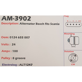 Alternator Scania G-Series / P-Series / R-Series 24V 100A NCB2 - AM-3902