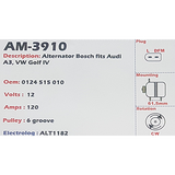 Alternator Audi A3 - TT - S3 / Volkswagen Golf IV - Polo - New Beetle / Ford Galaxy 12V 120A NCB1 - AM-3910