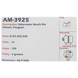 Alternator Citroen / Peugeot / Fiat Diesel (HDI) 12V 150A E8 - AM-3925
