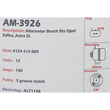 Alternator Opel Astra / Zafira 12V 100A KCB2 - AM-3926