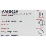 Alternator Audi 400 / Volkswagen Golf II - Jetta II 12V 90A N1 - AM-3929