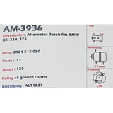 Alternator BMW 320 - 325 - 330 - 520 - X5 - Z3 12V 120A NCB1 - AM-3936