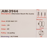 Alternator Scania TDi Trucks 24V 65A N1 - AM-3944
