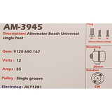 Alternator Universal 12V 55A K1 - AM-3945