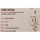 Alternator Agco / Case / Allis / Cummins 12V 200A HD10E - AM-3946