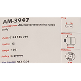 Alternator Iveco Daily 12V 120A NCB1 - AM-3947