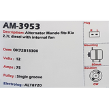 Alternator Kia 2700 2.7L Diesel 12V 75A - AM-3953