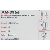 Alternator John Deere 6130 - 6230 12V 90A KCB1 - AM-3966