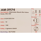 Alternator Volvo S40 - S60 - S80 - XC70 - XC90 - Penta 12V 140A E8 - AM-3974
