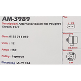 Alternator Peugeot / Citroen / Ford 12V 150A EL7 - AM-3989