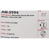 Alternator Ford / Mazda / Volvo 12V 150A H7P - AM-3994
