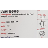 Alternator Mazda BT50 / Ford Ranger 2.2L - 3.2L TDCi 2011-Onwards 12V 110A B3 - AM-3999